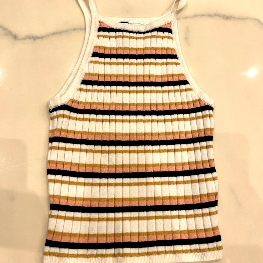 Pink, white, and gold striped tank top!